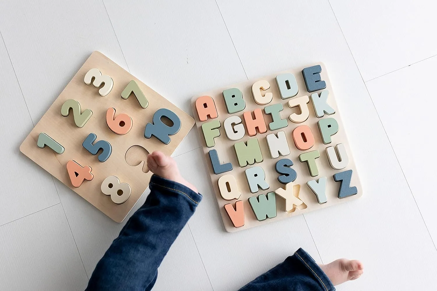 Pearhead Wooden Alphabet Puzzle, Colorful ABC Letters, Interactive Learning Board Educational Montessori Toy, Baby and Toddler Ages 1  Years