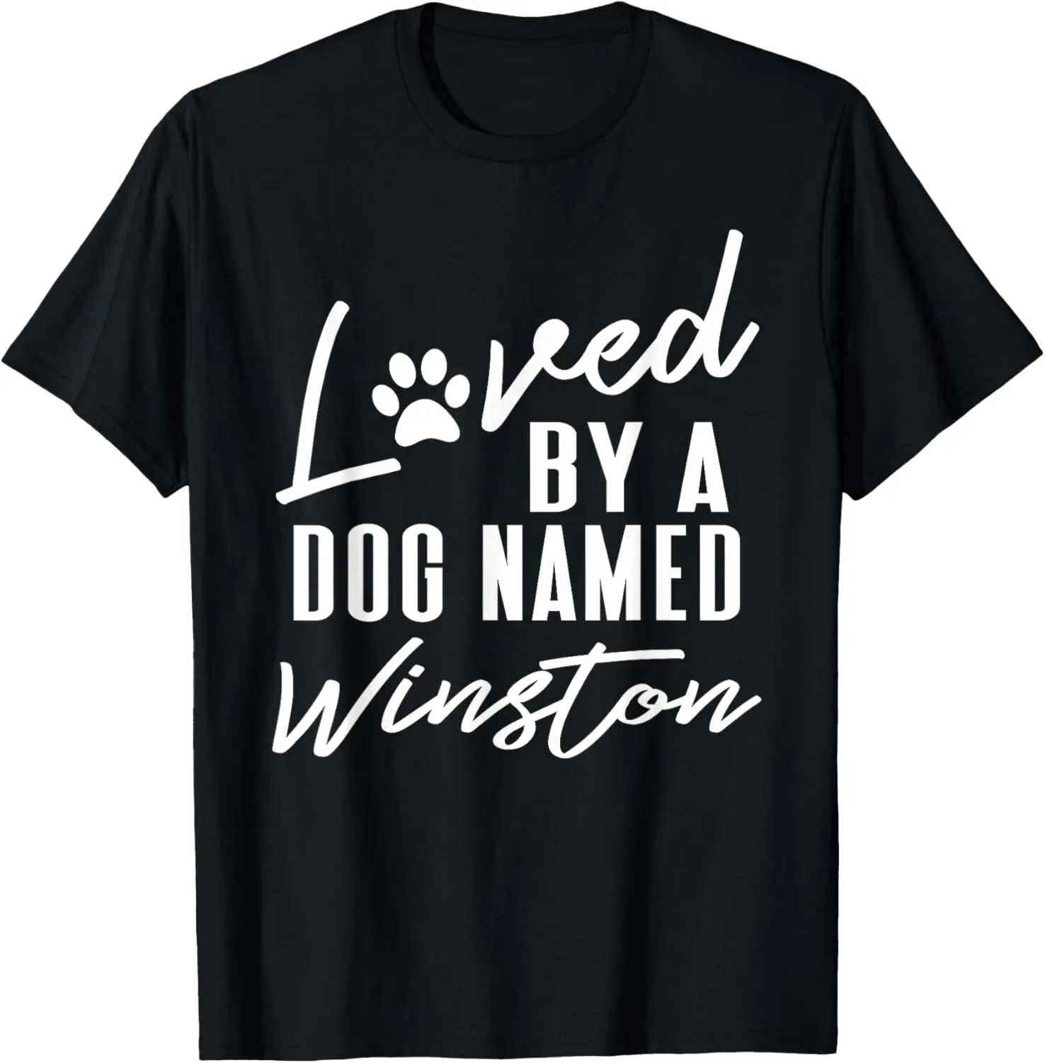 Personalized Dog Name Winston - Pet Lover Paw Print T-Shirt