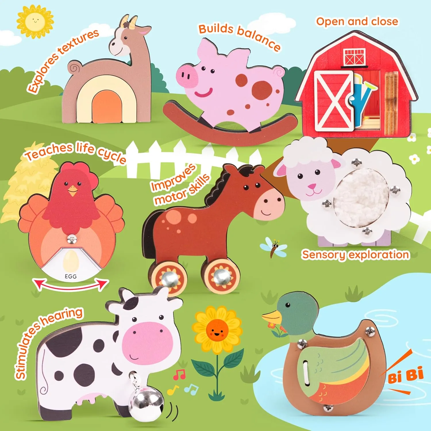 Personalized Farm Animal Wooden Name Puzzle, Wooden Chunky Baby Puzzle For Toddlers 1-3, Montessori Farm Animal Toys, Custom Baby Name Gifts, Preschoool Learning, Gift for Kid, One Year Old Birthday Gifts (Farm)
