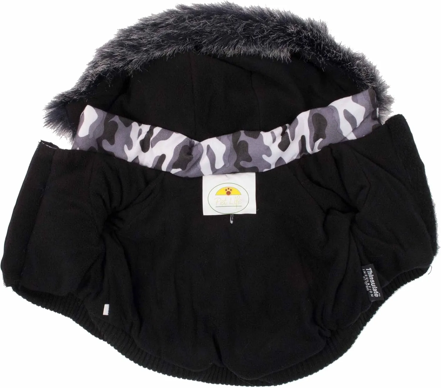 PET LIFE Classic Metallic Fashion Pet Dog Coat Jacket Parka w/ 3M Insulation and Removable Hood, Large, Deer Pattern