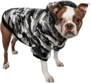 PET LIFE Classic Metallic Fashion Pet Dog Coat Jacket Parka w/ 3M Insulation and Removable Hood, Large, Deer Pattern