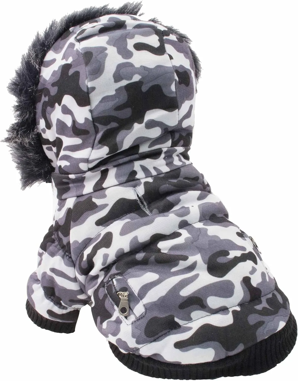 PET LIFE Classic Metallic Fashion Pet Dog Coat Jacket Parka w/ 3M Insulation and Removable Hood, Large, Deer Pattern