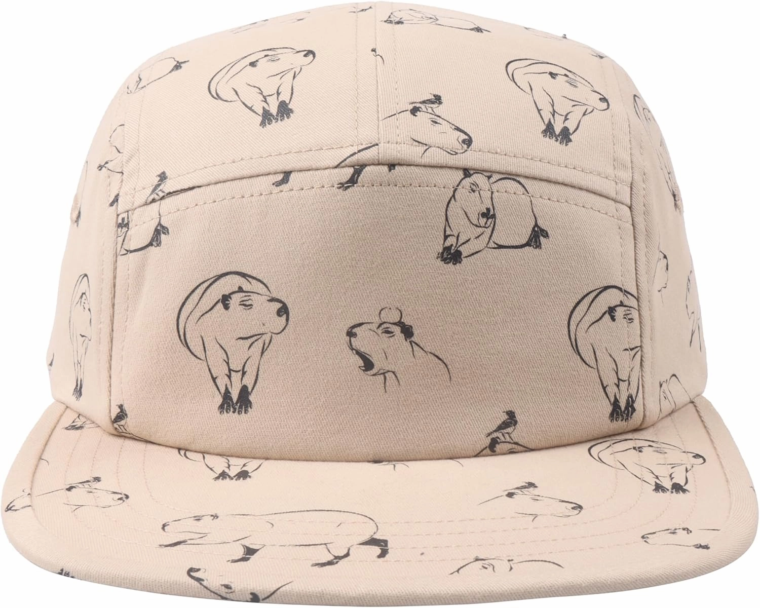 Pet and Wildlife-Themed 5-Panel Camp Caps Cat Dog Dachshund Capybara Opossum Hats for Animal Enthusiasts
