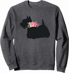 Pet Gear Scottish Terrier Scottie Dog Sweatshirt - Unisex Adults - Blue - Small - Classic - Floral