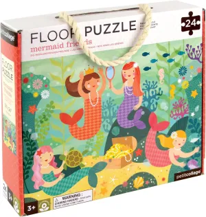 Petit Collage Floor Puzzle Mermaid Friends 24 Pieces | Large Puzzle for Kids | Completed Mermaid Puzzle Measures 18” x 24” | Makes a Great Gift Idea for Ages 3 