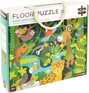 Petit Collage Floor Puzzle, Wild Rainforest, 24-Pieces – Large Puzzle for Kids, Completed Rainforest Puzzle Measures 18” x 24” – Makes a Great Gift Idea for Ages 3 