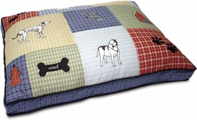 Petmate Quilted Applique Dog Bed, Classic Dog Motif, Large Grand, 27" x 36", Multicolored- Designs May Vary, Made in USA