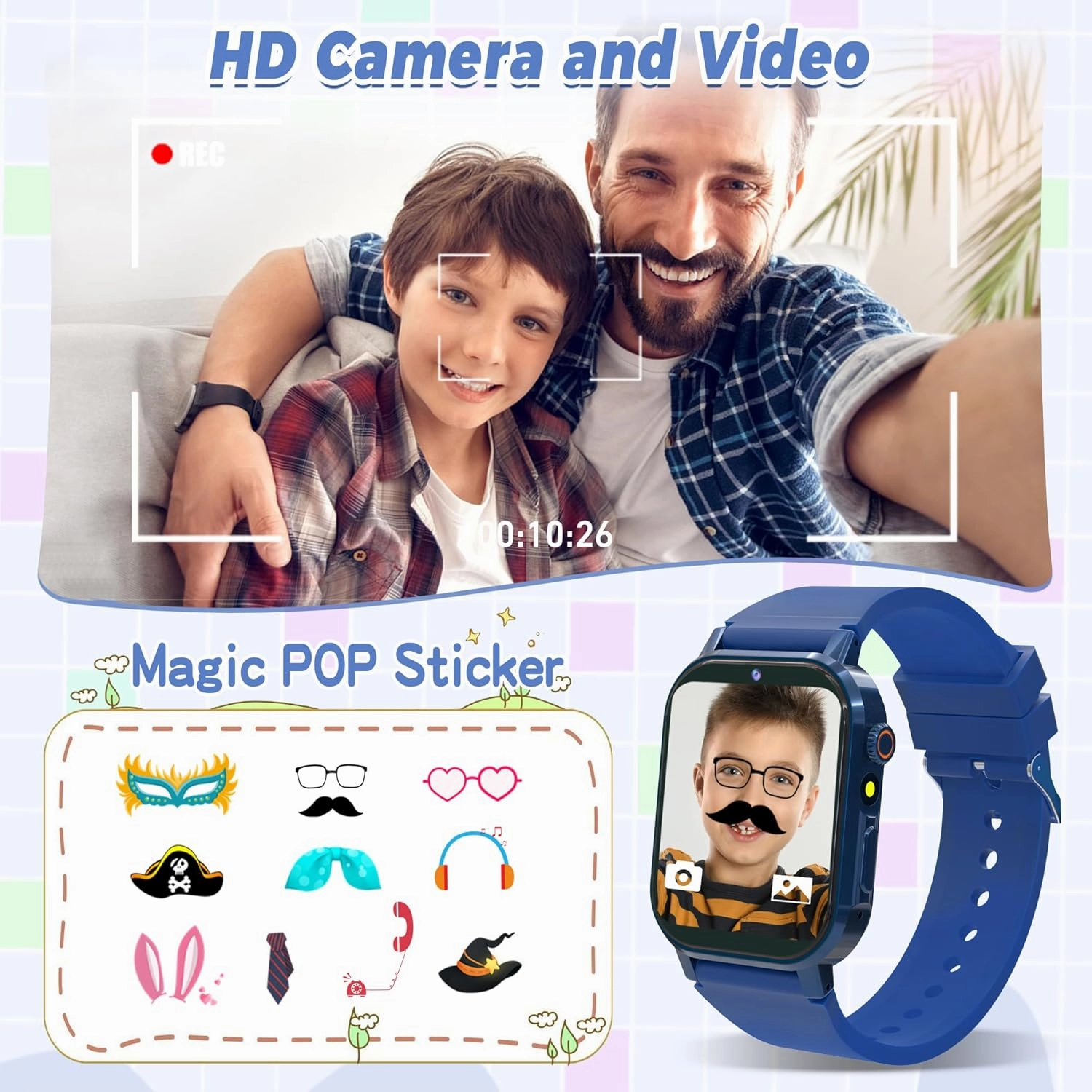 Phyulls Smart Watch for Kids with 32 Games, HD Touch Screen Kids Smart Watch Boys with Video Camera Music Alarm Pedometer Audiobooks Flashlight 12/24 hr Educational Toys Birthday Gifts for Boys 3-12