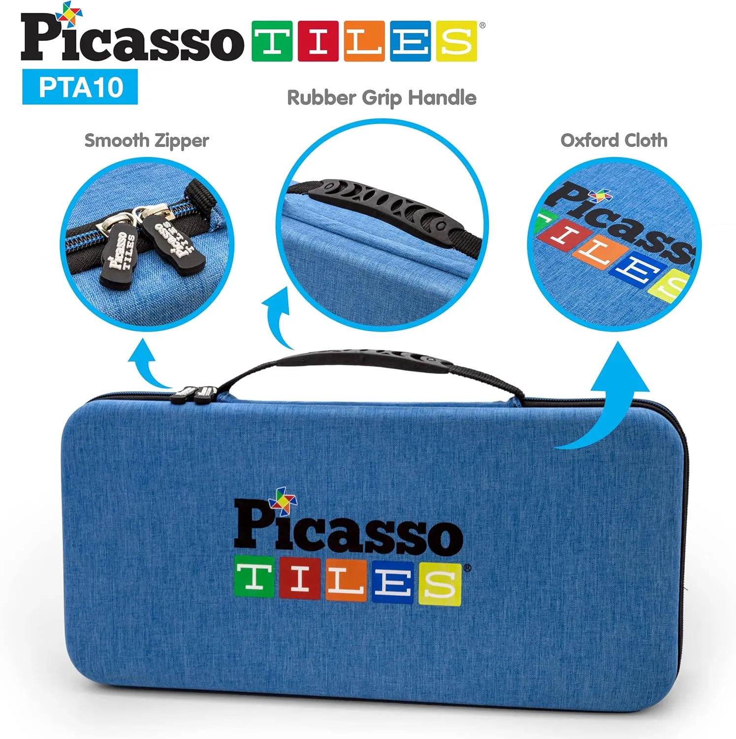 PicassoTiles Toy Carry Case Magnetic Tiles Construction Blocks Magnet Toys Kids Accessory Character Action Figure Toddlers Storage Box Organizer STEM Portable Travel Bag Water Resistant Oxford Cloth