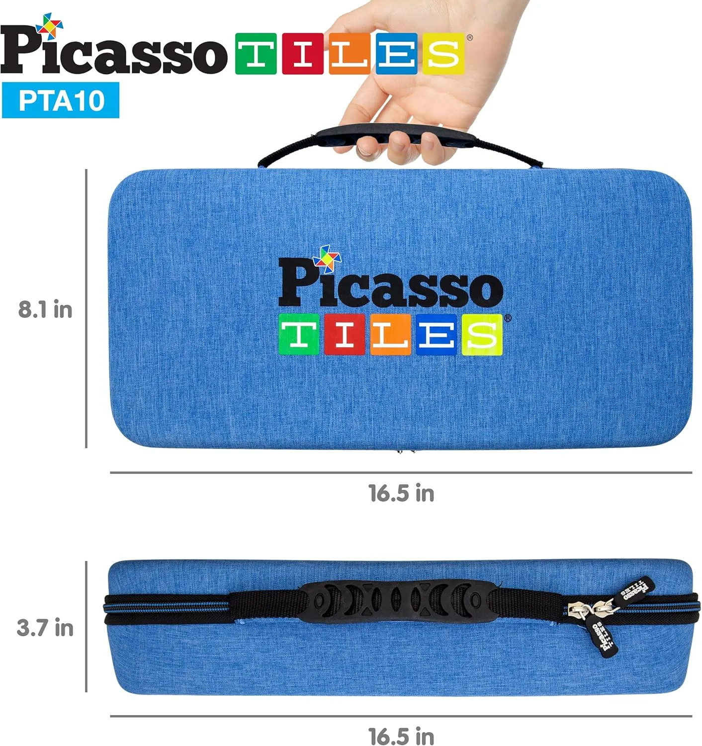 PicassoTiles Toy Carry Case Magnetic Tiles Construction Blocks Magnet Toys Kids Accessory Character Action Figure Toddlers Storage Box Organizer STEM Portable Travel Bag Water Resistant Oxford Cloth