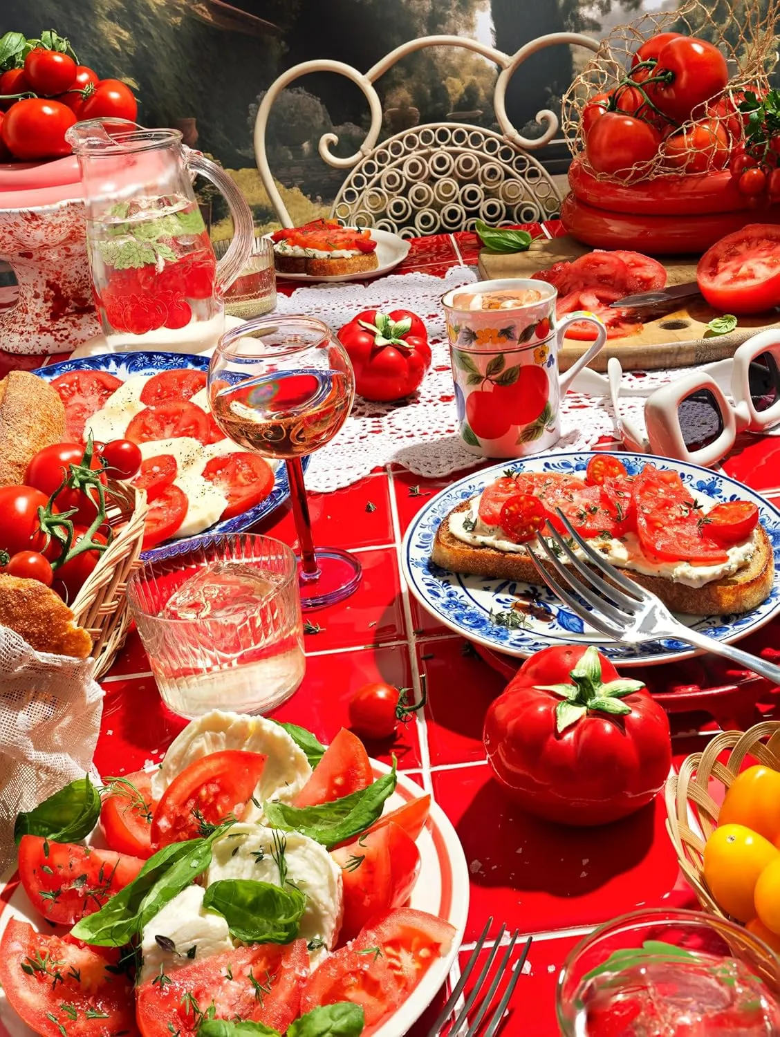 Piecework Puzzles Tomato Tomahto 1000 Piece Puzzle for Adults, Challenging Jigsaw, Italian Summer Imagery, Soft-Touch Puzzle Gift - 19.25 x 26.6 inches