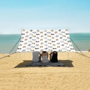 Pixel Puppies and Kittens Beach Canopy Tent Anti-UV & Wind Resistant, Camping Sun Shelter Easy Setup Portable,Outdoor Shade Tents with Sandbags,Sand Shovels,Ground Pegs & Stability Poles