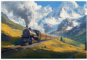 Plateau Steam Train 1000 Pieces Of Adult Wooden Puzzle,Beautiful Plateau Snow Mountain Scenery,Enjoy The Puzzle Solving Process,Unique And Beautiful Design,Gift For Friend