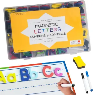 Playful Poppy's Magnetic Alphabet Letters 235 Pc Set Double Magnetic Board Foam Alphabet Letters and Numbers for Preschool Kids Toddler Magnets for Spelling and Colorful ABC Education Fridge Magnets