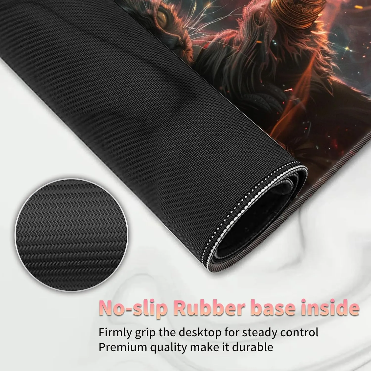 Playmat for MTG, Card Game Mat Non-Slip Rubber Base and Stitched, 24 x 14 inch TCG Play Mat for MTG and Other Card Games (NO Zones 2 Pack), Magic Cat