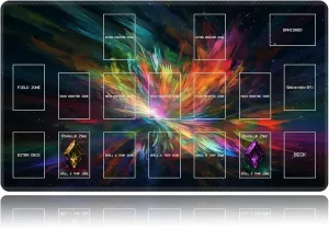 Playmat for OCG, Card Game Mat Non-Slip Rubber Base and Stitched, 24 x 14 in TCG Play Mat with Zones for CCG and Other Card Games, Colorful Paint