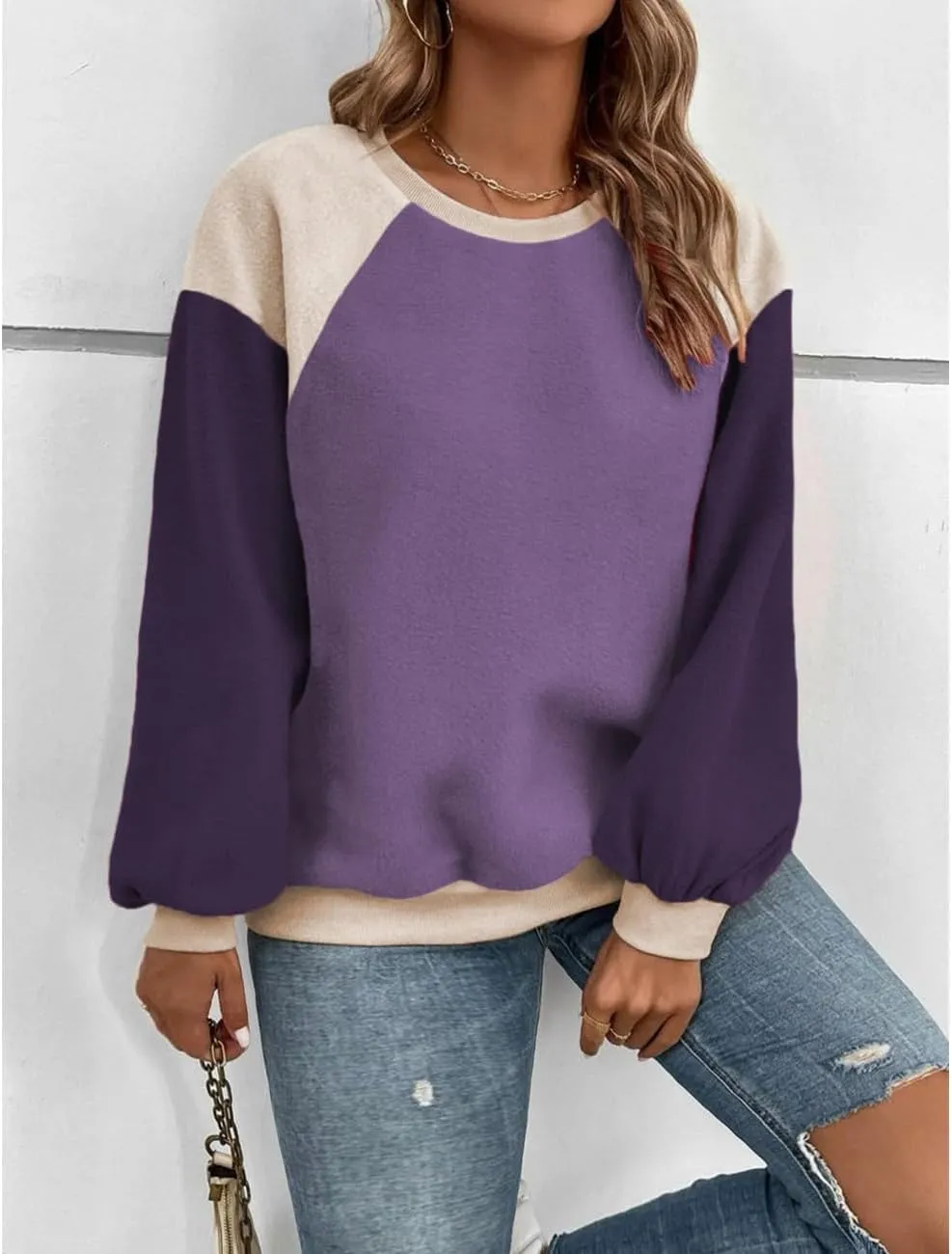 Plus Size Sweatshirts for Women Oversized Colorblock Pullover Tops 1X-5X