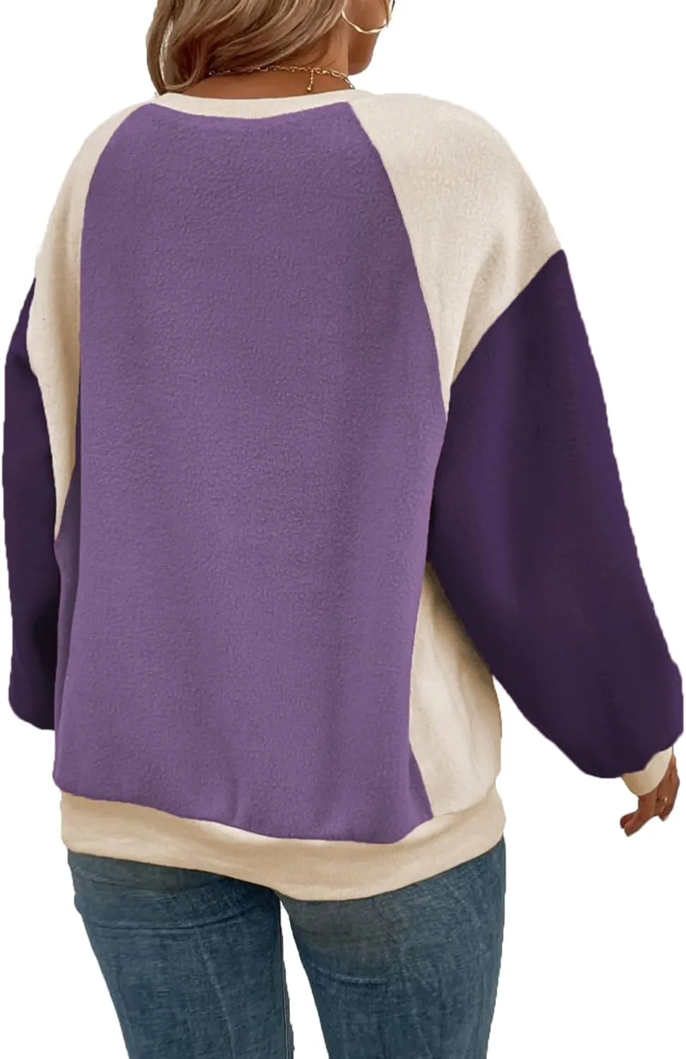 Plus Size Sweatshirts for Women Oversized Colorblock Pullover Tops 1X-5X