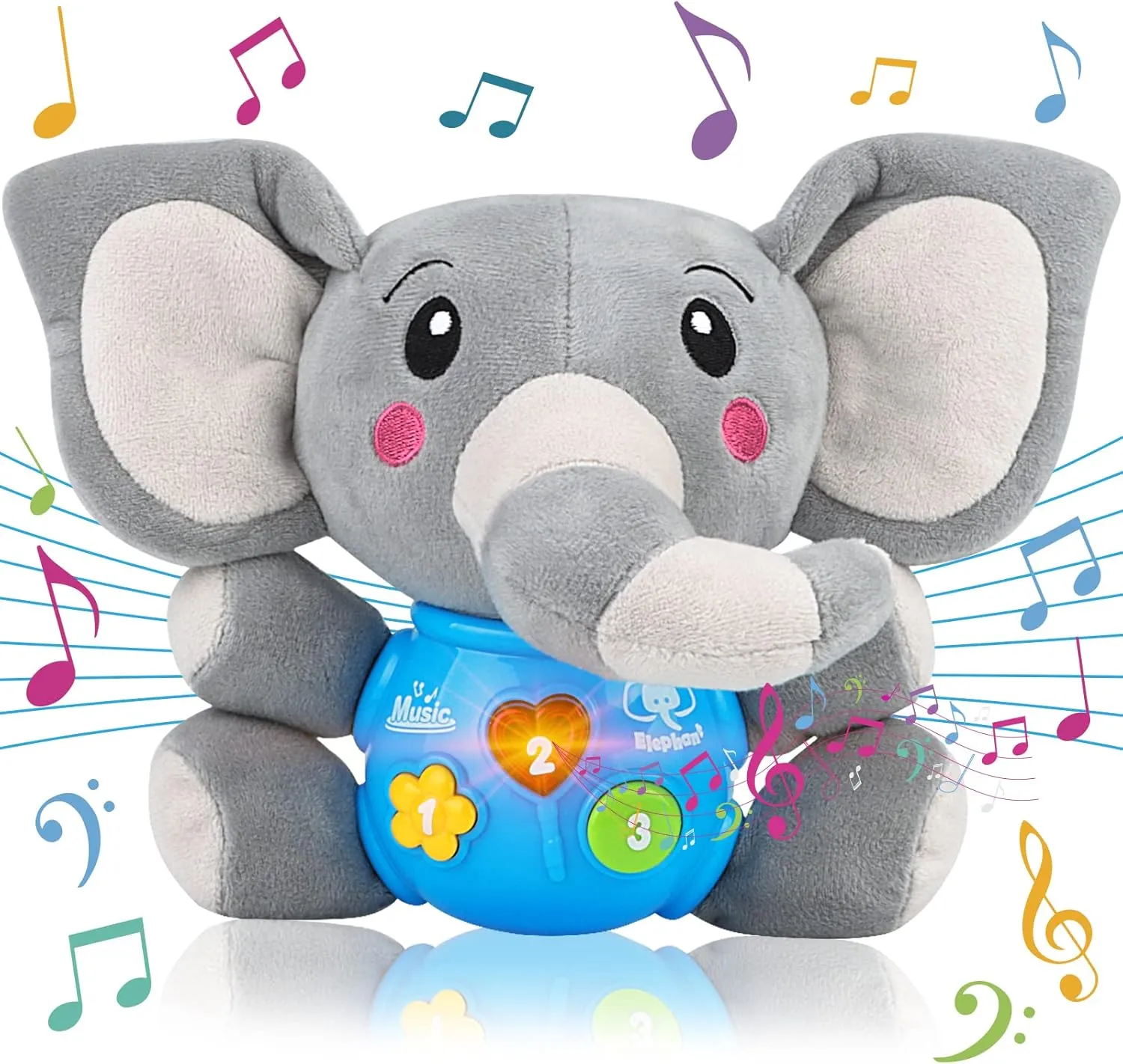 Plush Musical Baby Toys，Cute Elephant Toys for 3-6-12 Months Boys & Girls, Cute Stuffed Animal Infants Baby Toy， Elephant Baby Stuff，Toys for Infants 0-6 Months