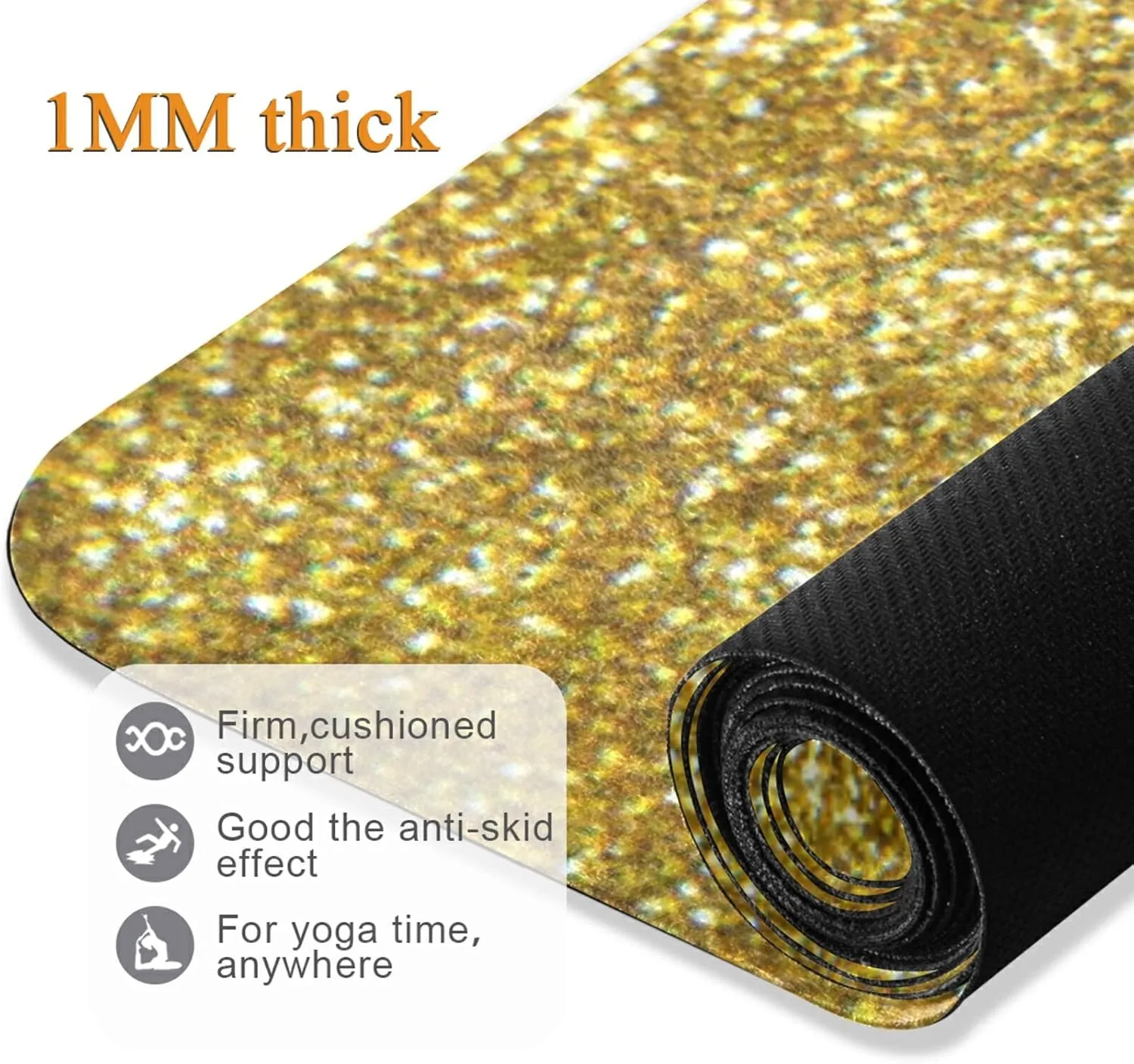 Poeticcity 1 mm Thick Non-Slip Rubber Yoga Mat, Durable Folding Workout Mat, Fitness Safe Mat with Bag for Pilates and Floor Exercises