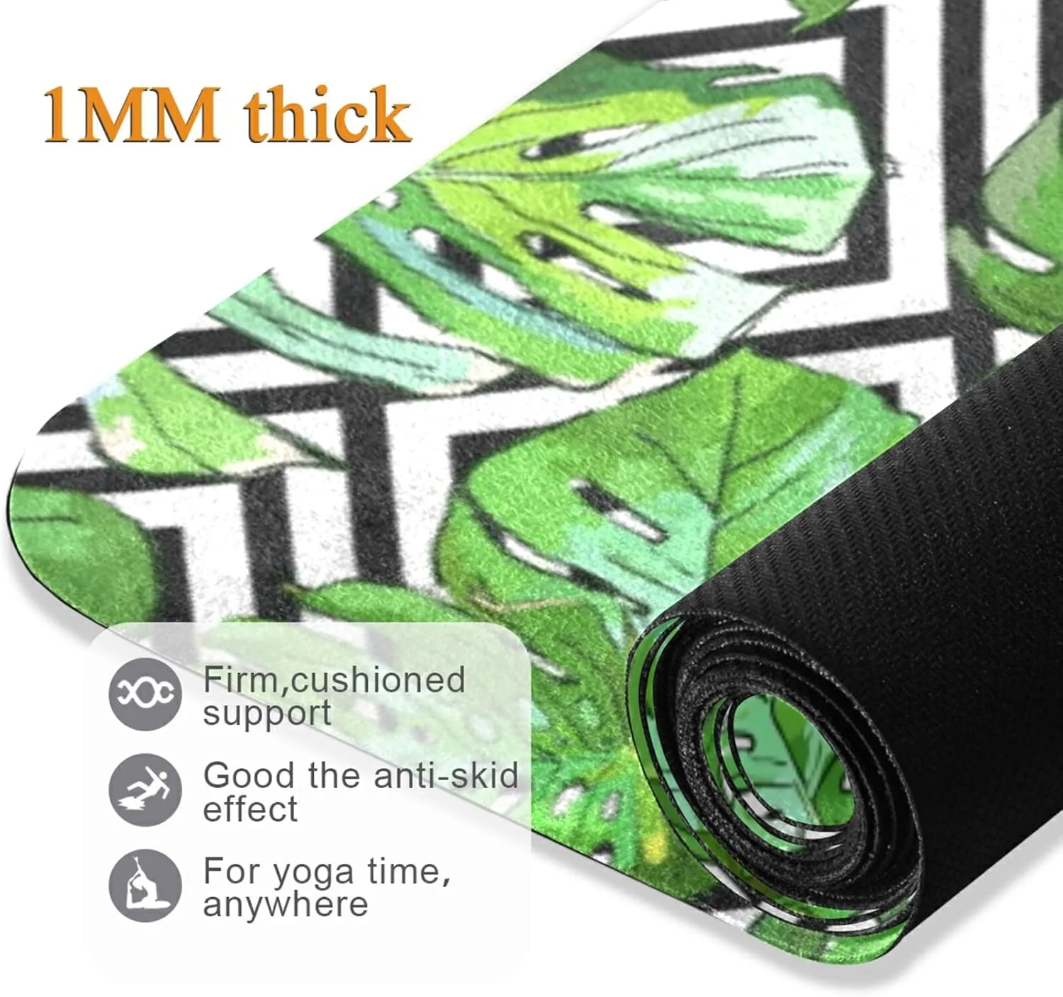Poeticcity 1 mm Thick Non-Slip Rubber Yoga Mat, Durable Folding Workout Mat, Fitness Safe Mat with Bag for Pilates and Floor Exercises