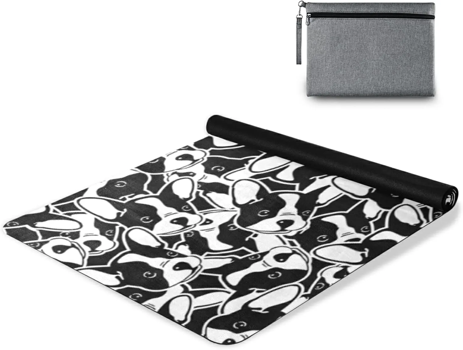 Poeticcity 1 mm Thick Non-Slip Rubber Yoga Mat, Durable Folding Workout Mat, Fitness Safe Mat with Bag for Pilates and Floor Exercises