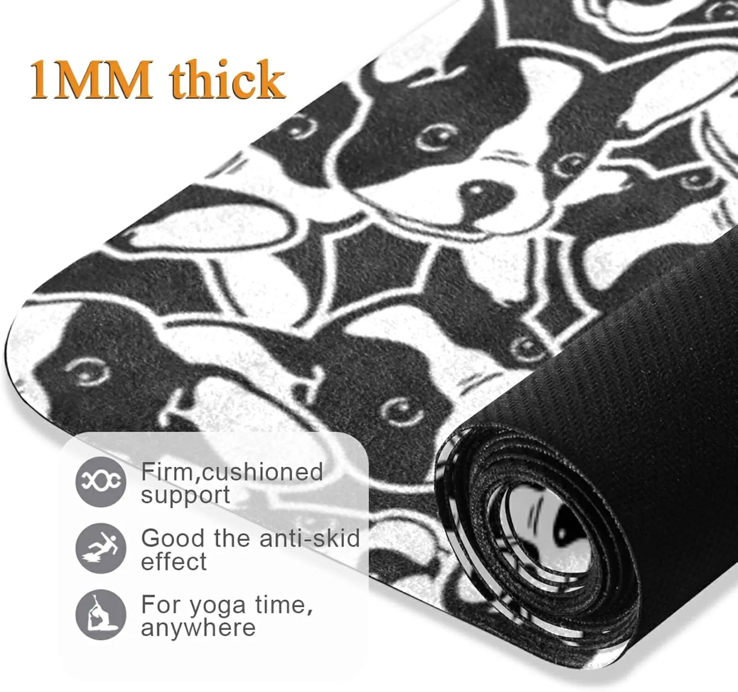 Poeticcity 1 mm Thick Non-Slip Rubber Yoga Mat, Durable Folding Workout Mat, Fitness Safe Mat with Bag for Pilates and Floor Exercises