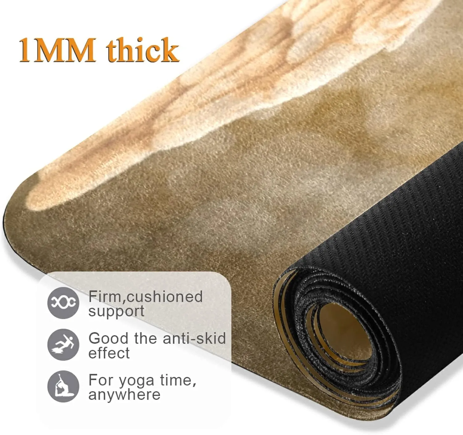 Poeticcity 1 mm Thick Non-Slip Rubber Yoga Mat, Durable Folding Workout Mat, Fitness Safe Mat with Bag for Pilates and Floor Exercises