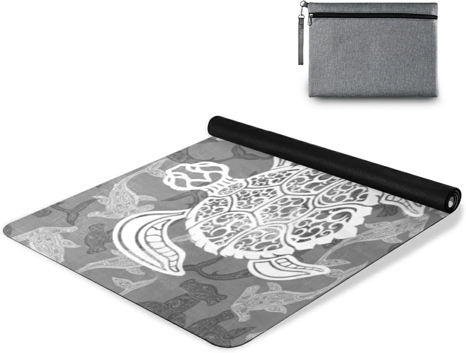 Poeticcity 1 mm Thick Non-Slip Rubber Yoga Mat, Durable Folding Workout Mat, Fitness Safe Mat with Bag for Pilates and Floor Exercises