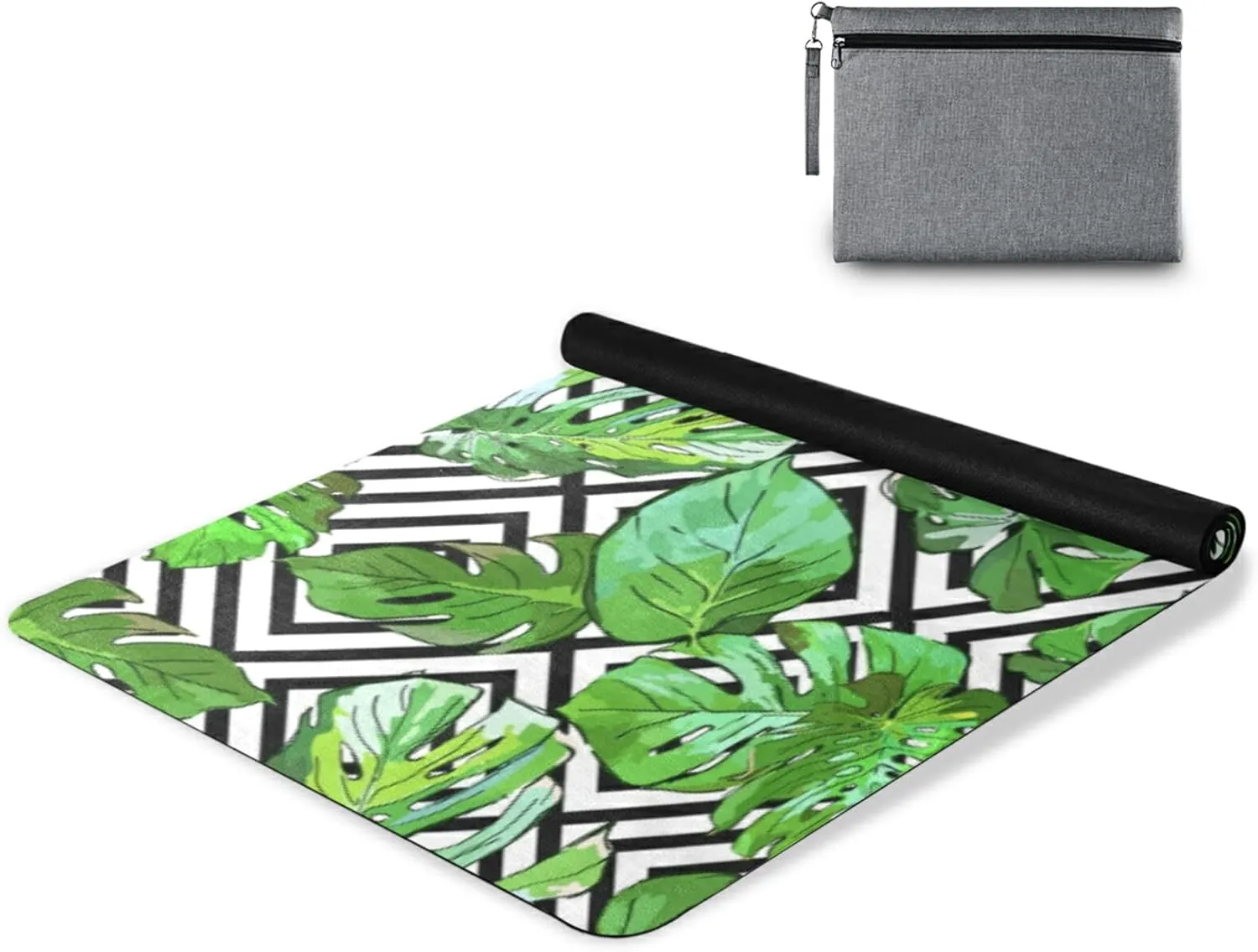 Poeticcity 1 mm Thick Non-Slip Rubber Yoga Mat, Durable Folding Workout Mat, Fitness Safe Mat with Bag for Pilates and Floor Exercises