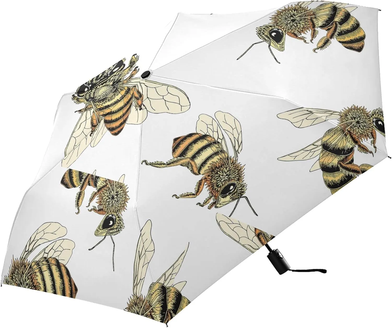 Poeticcity Automatic Folding Umbrella, Auto Open/Close Anti-UV 3 Folds Parasol, Compact Windproof Strong Umbrellas for Travel Sun & Rain