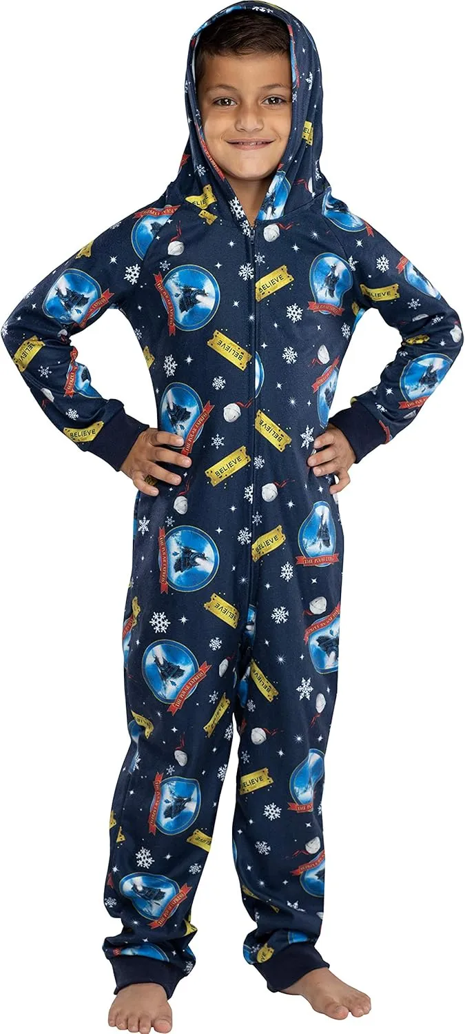 Polar Express Big Kids Believe Hooded One-Piece Footless Sleeper Union Suit