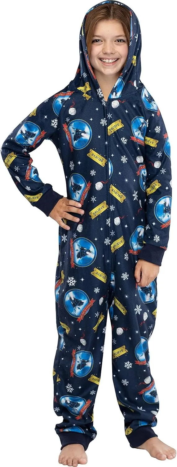 Polar Express Big Kids Believe Hooded One-Piece Footless Sleeper Union Suit
