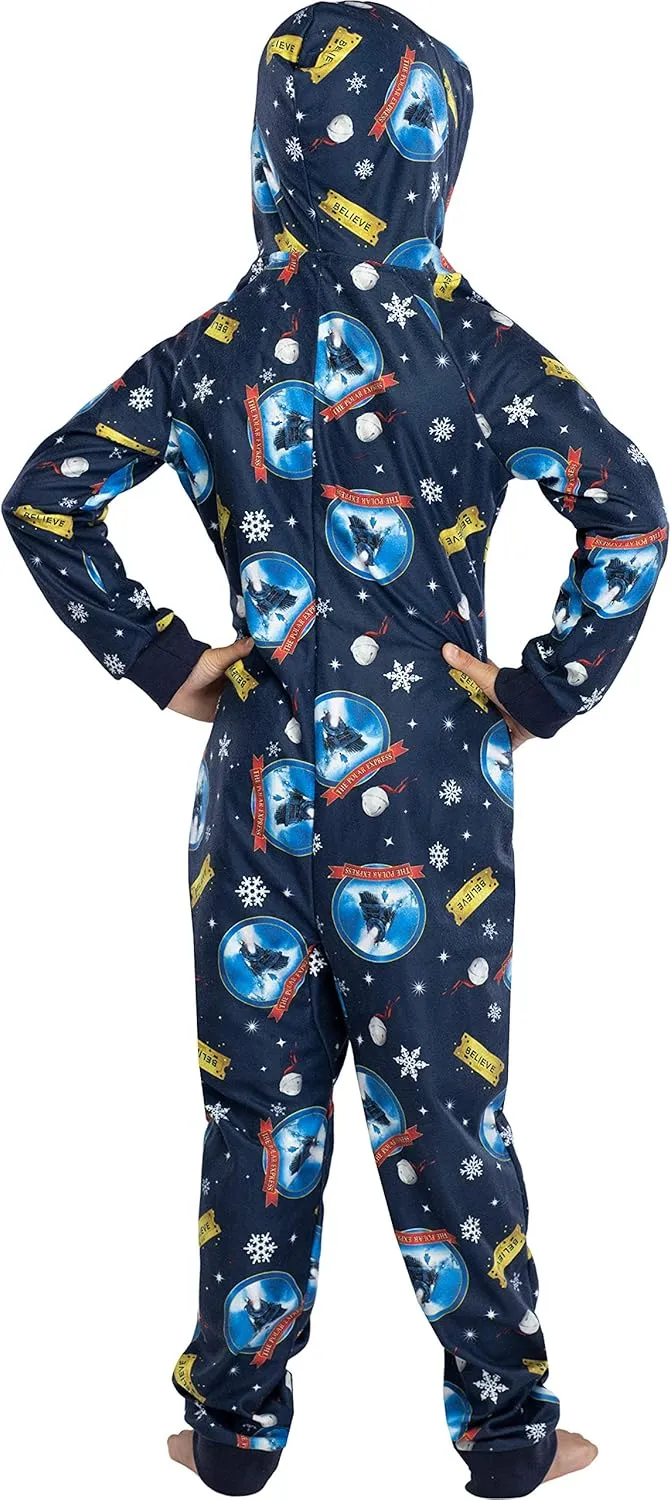 Polar Express Big Kids Believe Hooded One-Piece Footless Sleeper Union Suit