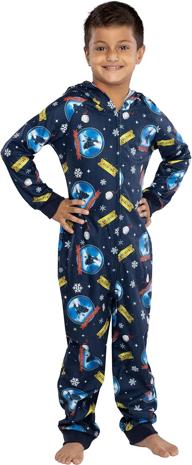 Polar Express Big Kids Believe Hooded One-Piece Footless Sleeper Union Suit