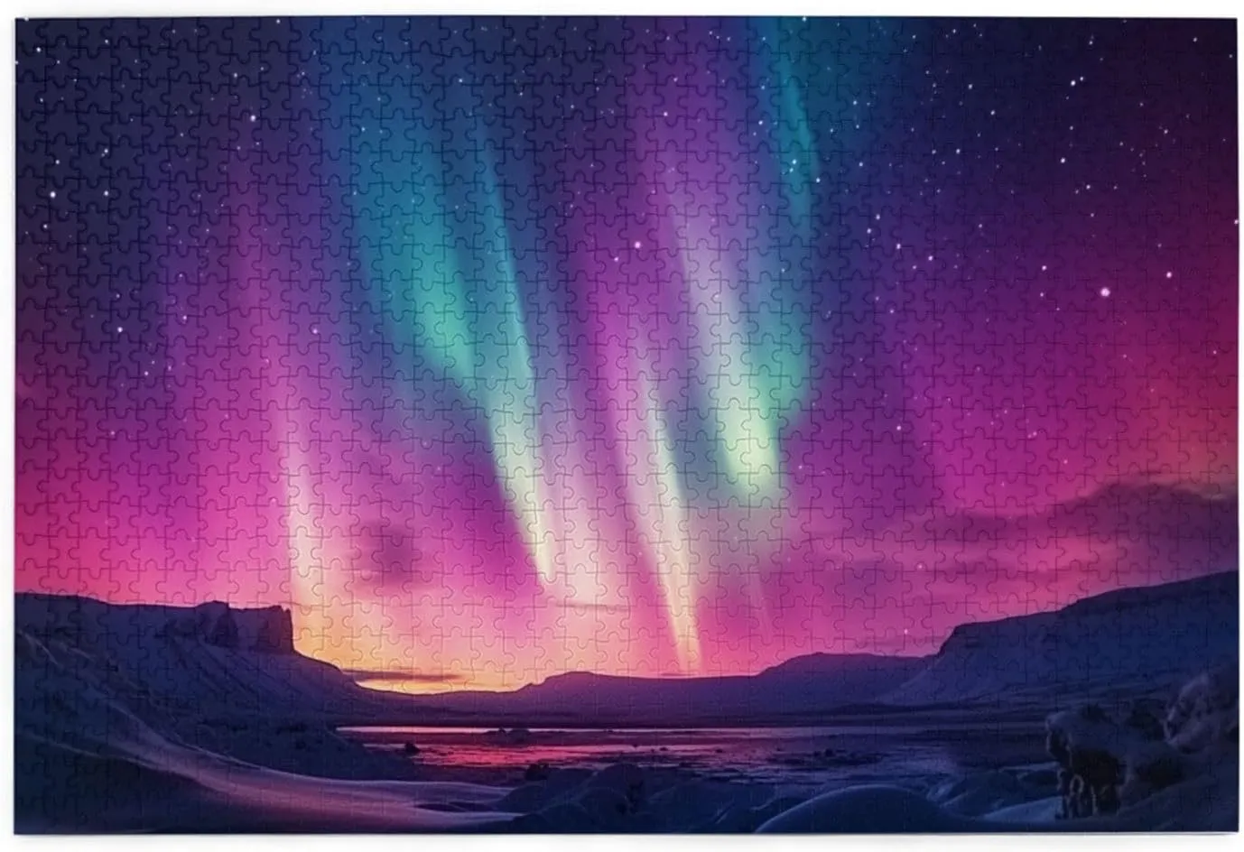 polar lights 1000 pieces of adult wooden puzzle,stunning natural scenery illustrations,pieces fit together perfectly,suitable for family recreation and wall decor,fun artwork for adults