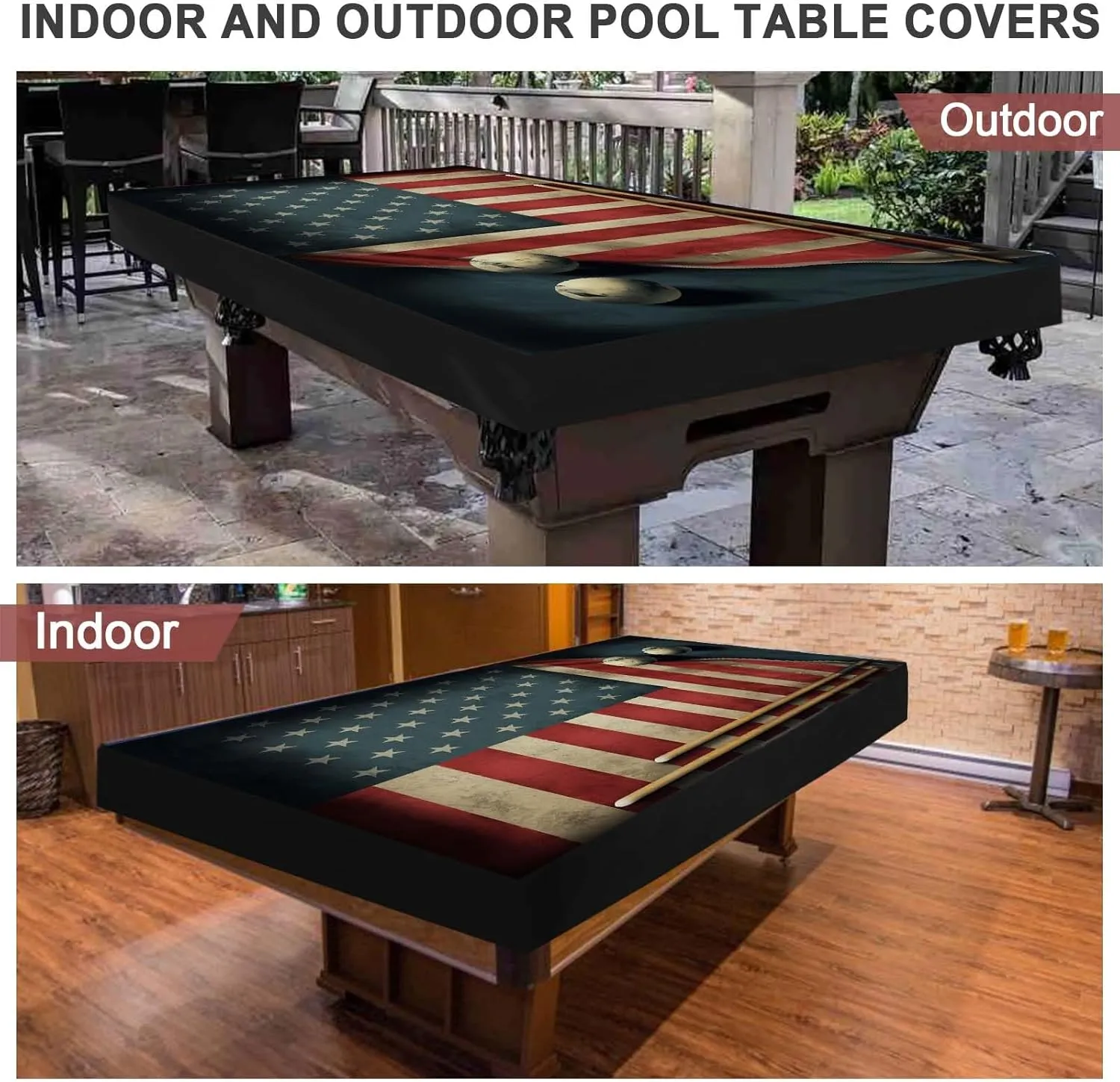 Pool Table Cover, Waterproof & Dustproof Outdoor/Indoor Polyester Taffeta Cloth Table