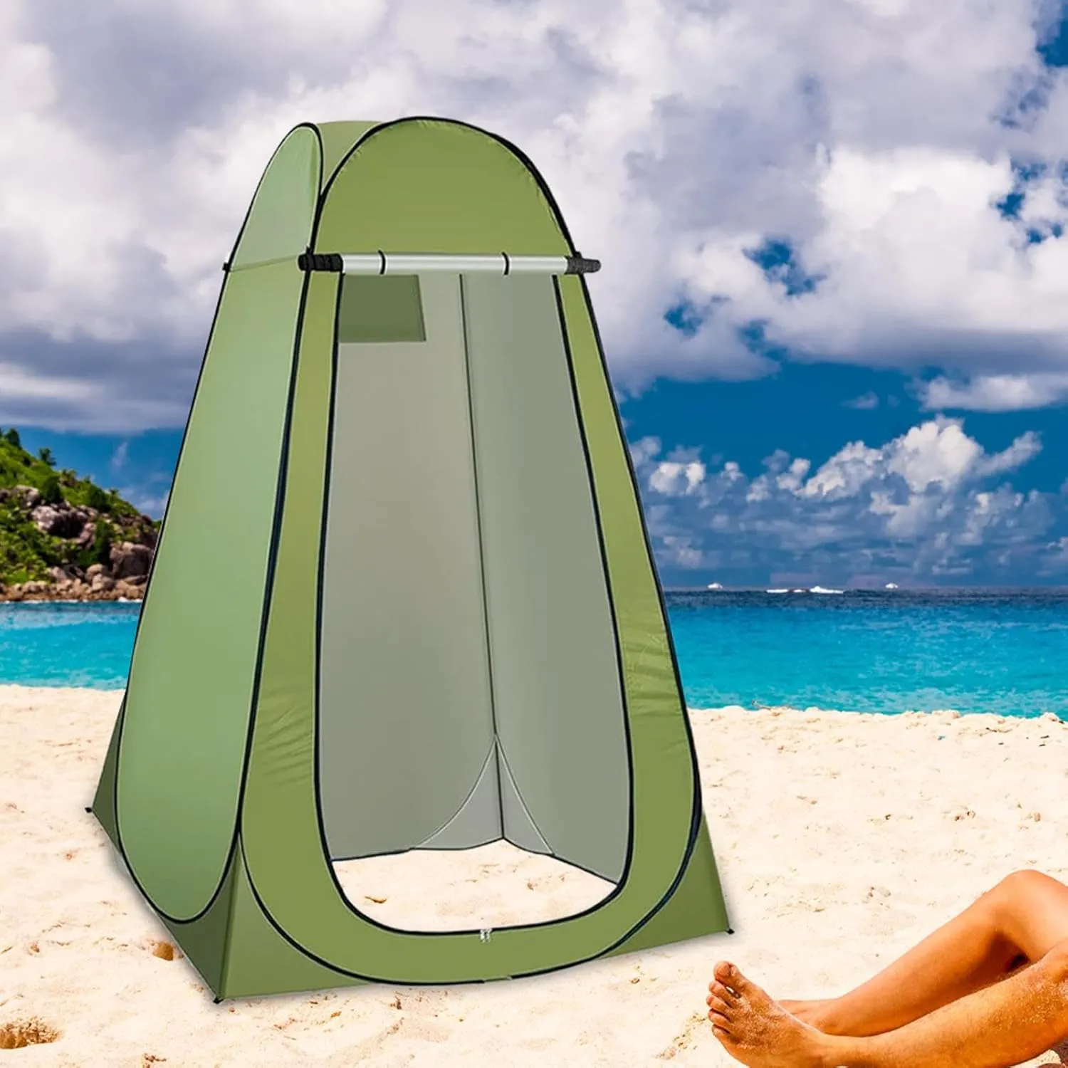Pop Up Camping Tent - Portable Movable Privacy Shelter, Outdoor Toilet Changing Room | Multi-Purpose Warm Bathing with Foldable Structure for Hiking Trips, Long Excursions and Convenient Travel Use