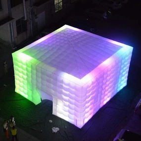 Portable Large White Inflatable Party Tent Night Club Room House Marquee Air Cube Tent with Wall Washer Light for Wedding Party Events (26.2x26.2x16.4ft)