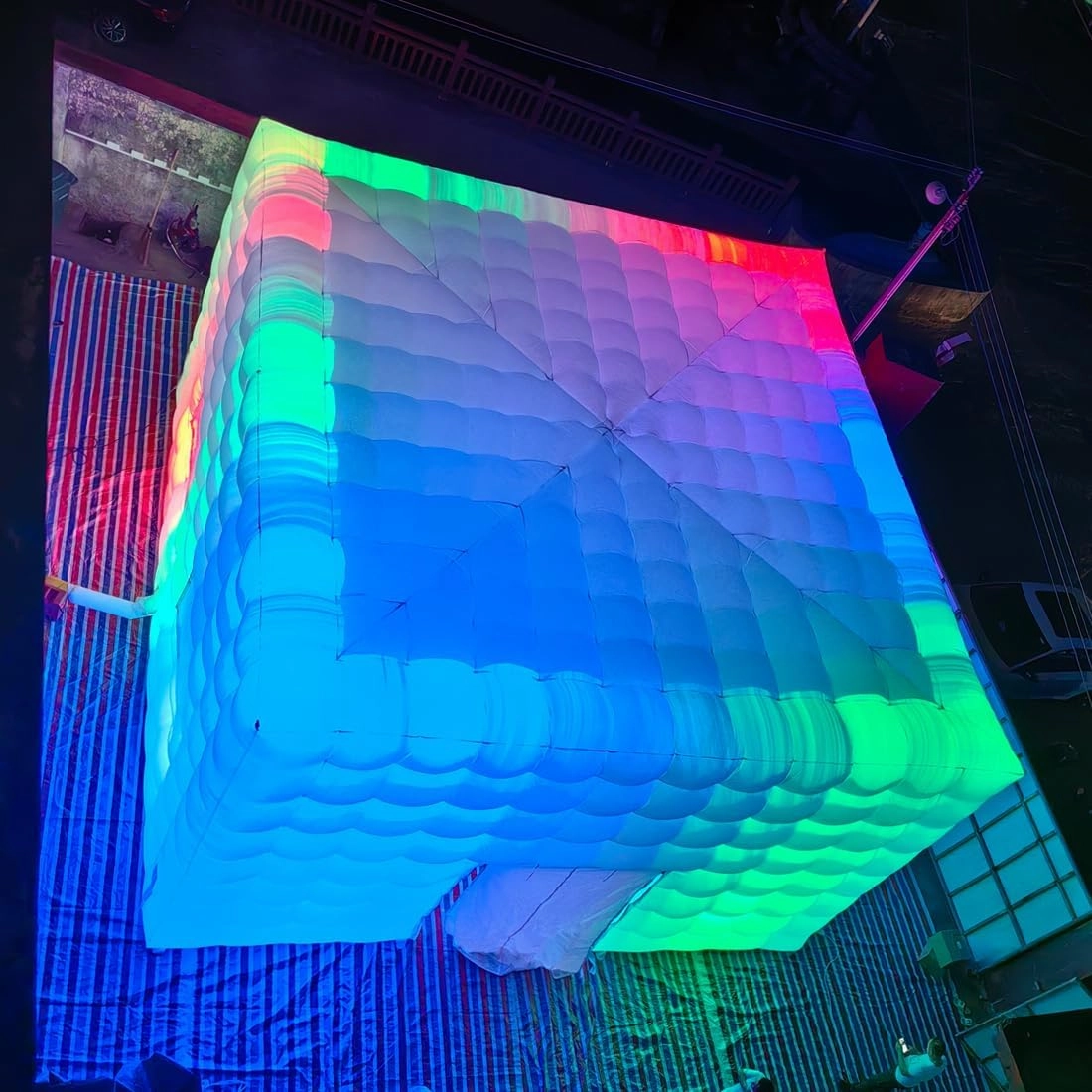 Portable Large White Inflatable Party Tent Night Club Room House Marquee Air Cube Tent with Wall Washer Light for Wedding Party Events (26.2x26.2x16.4ft)