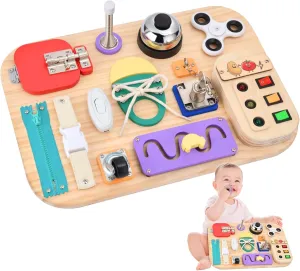 Potatomato Montessori Busy Board - Wooden Sensory Toys for Toddlers -Activity Board Toys for Fine Motor Skills - Educational Fidget Toys for Boy & Girl - Birthday Gifts