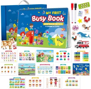 Preschool Busy Book for Boys Girls– 16 Interactive Learning Themes Quiet Book, Ideal Montessori-Inspired Educational Toy for Kids & Preschoolers, Ideal for Quiet Play & Learning (Style I)