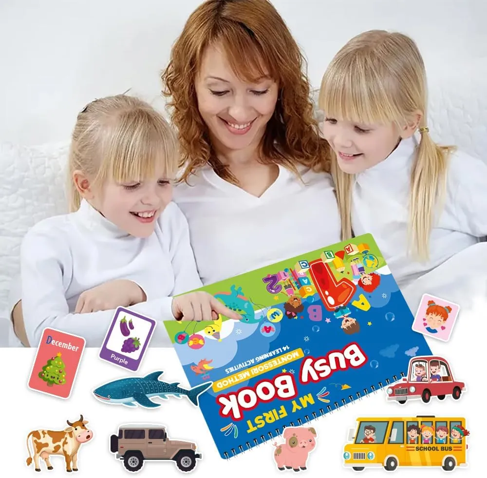 Preschool Busy Book for Boys Girls– 16 Interactive Learning Themes Quiet Book, Ideal Montessori-Inspired Educational Toy for Kids & Preschoolers, Ideal for Quiet Play & Learning (Style I)