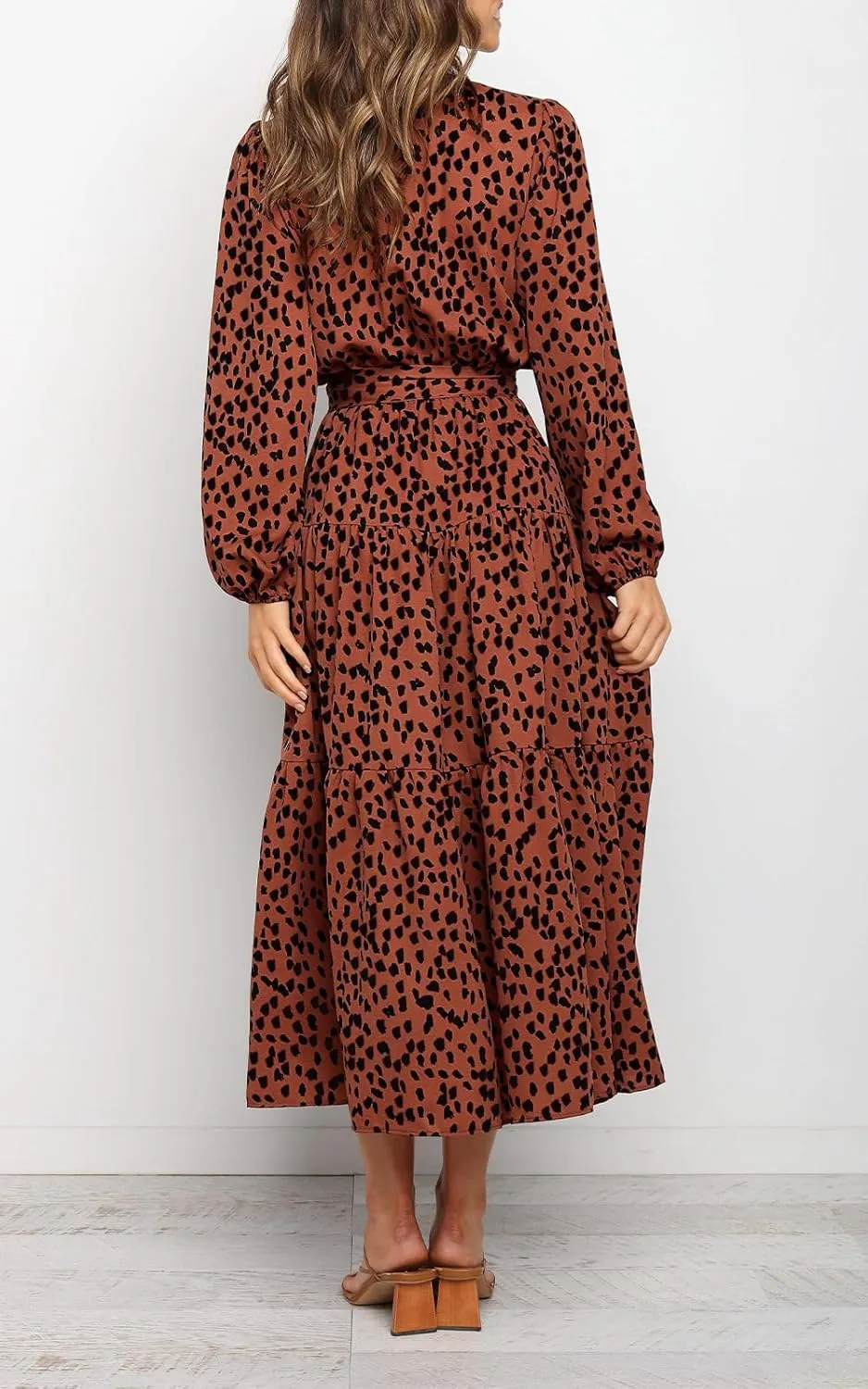 PRETTYGARDEN Womens Spring Long Sleeve Wrap V Neck Ruffle Floral Maxi Dress Casual Tie Waist Boho Chiffon Flowy Long Dresses