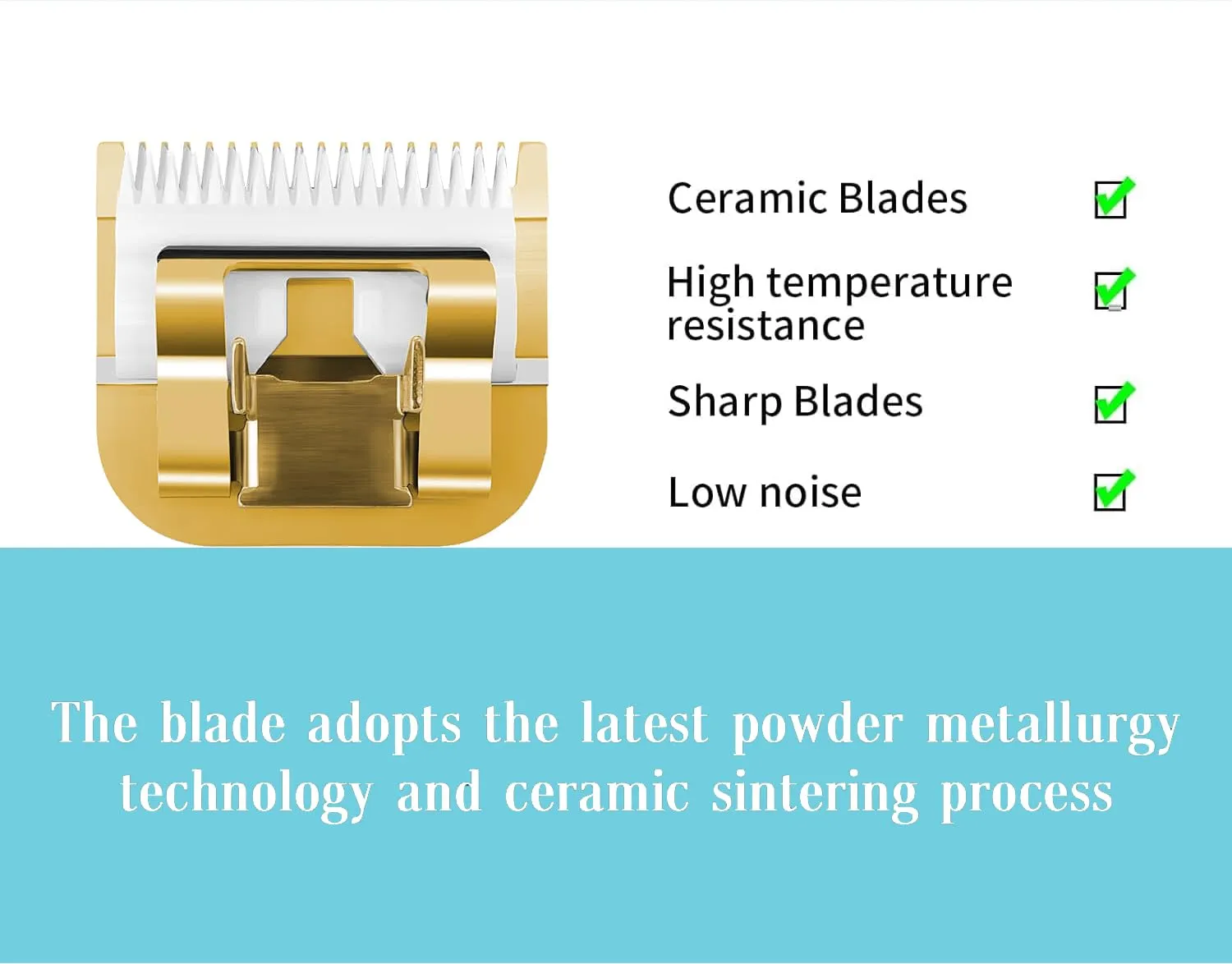 Professional Detachable Replacement Ceramic Blades Set,Cut Length,Compatible with Andis AGC,BDC,BGC,MBG Series/Oster Classic 76/Star-Teq/Power-Teq/A5 Clipper (1.2MM-9.5MM 4PACK) Golden