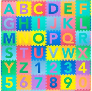 ProSource Kids Foam Puzzle Floor Play Mat with Shapes & Colors 36 Tiles, 12"x12" and 24 Borders