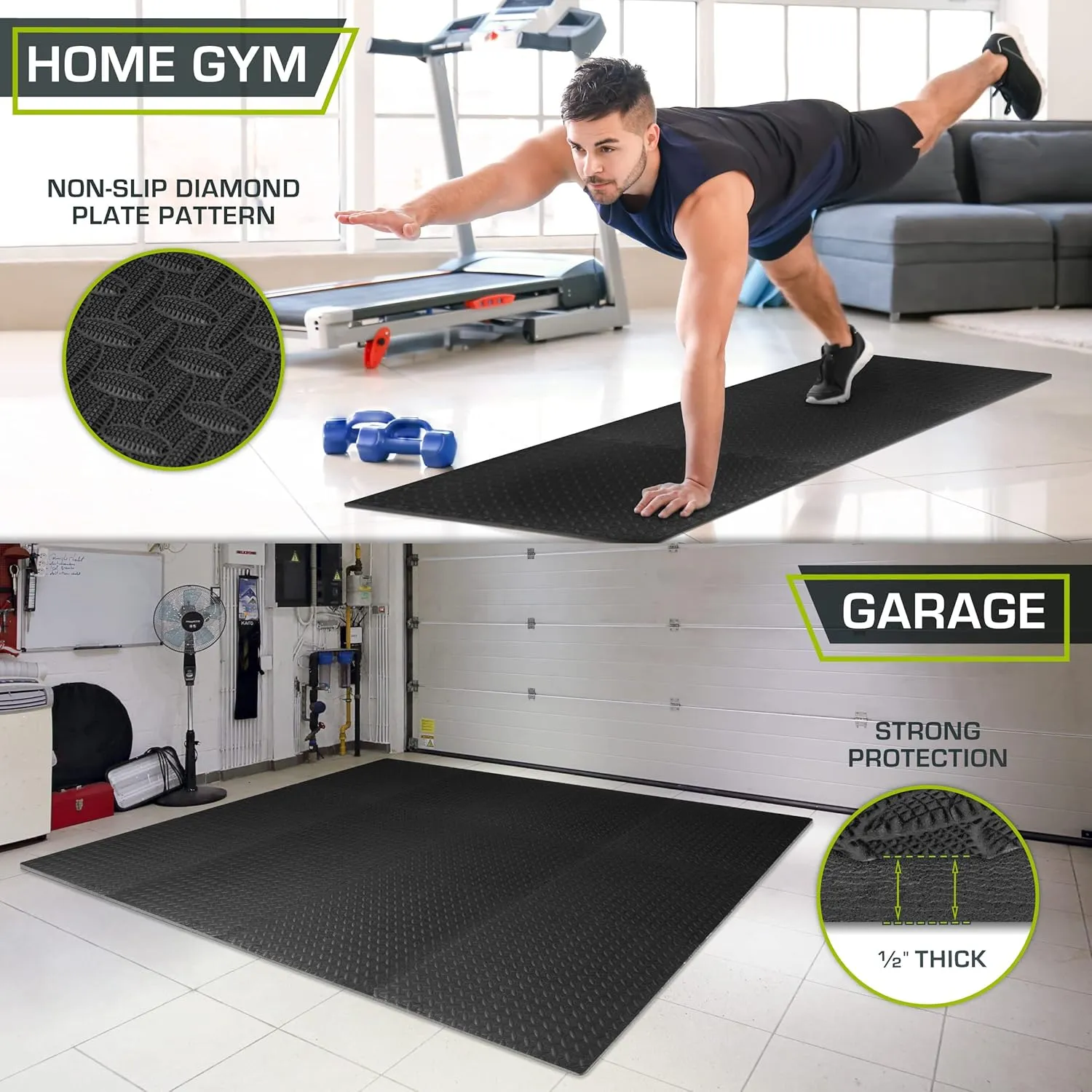 ProsourceFit Puzzle Exercise Mat ½ in, EVA Interlocking Foam Floor Tiles for Home Gym, Mat for Home Workout Equipment, Floor Padding for Kids, Blue, 24 in x 24 in x ½ in, 48 Sq Ft - 12 Tiles