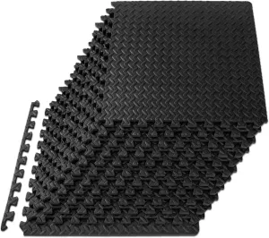 ProsourceFit Puzzle Exercise Mat ½ in, EVA Interlocking Foam Floor Tiles for Home Gym, Mat for Home Workout Equipment, Floor Padding for Kids, Blue, 24 in x 24 in x ½ in, 48 Sq Ft - 12 Tiles