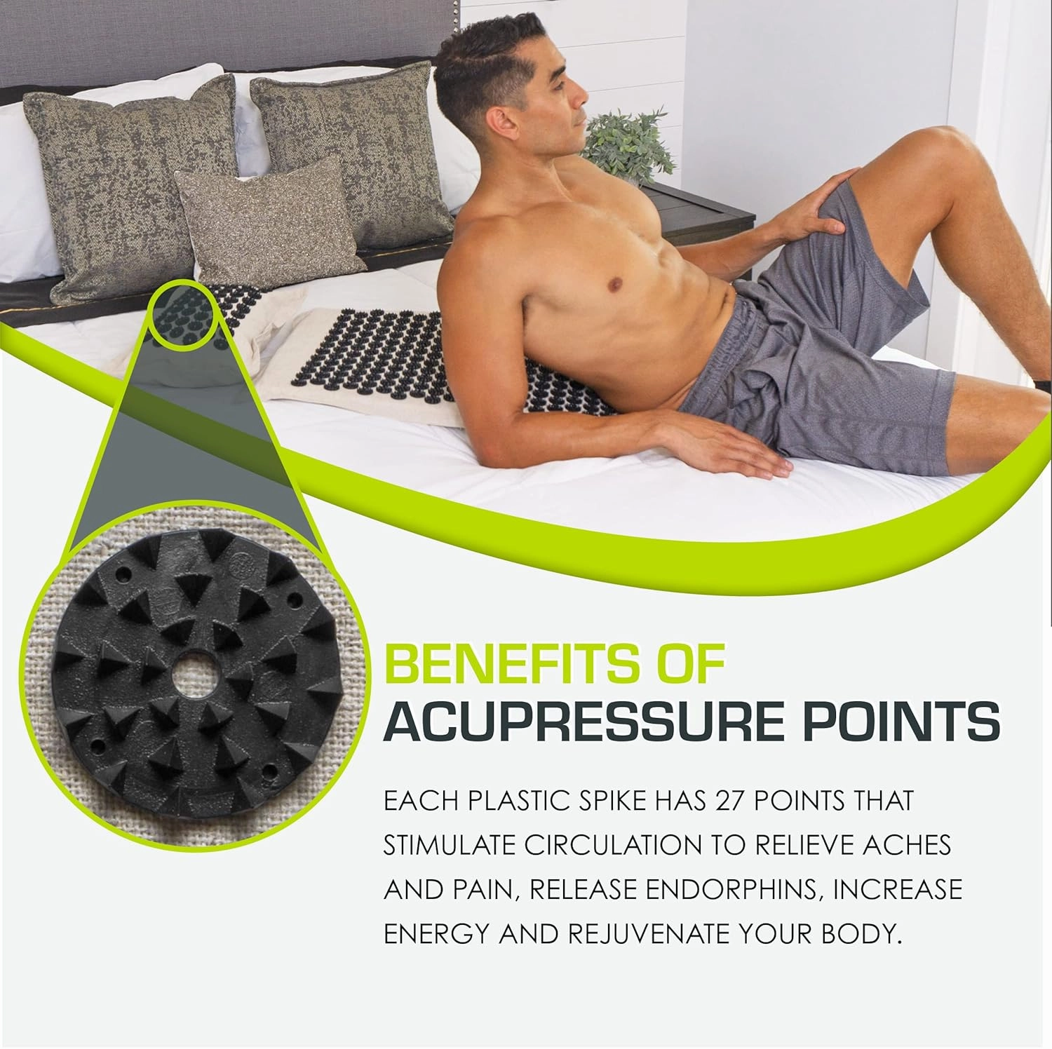 ProsourceFit Ki Acupressure Mat and Pillow Set with 100% Natural Linen for Back/Neck Pain Relief and Muscle Relaxation, Onyx Gold