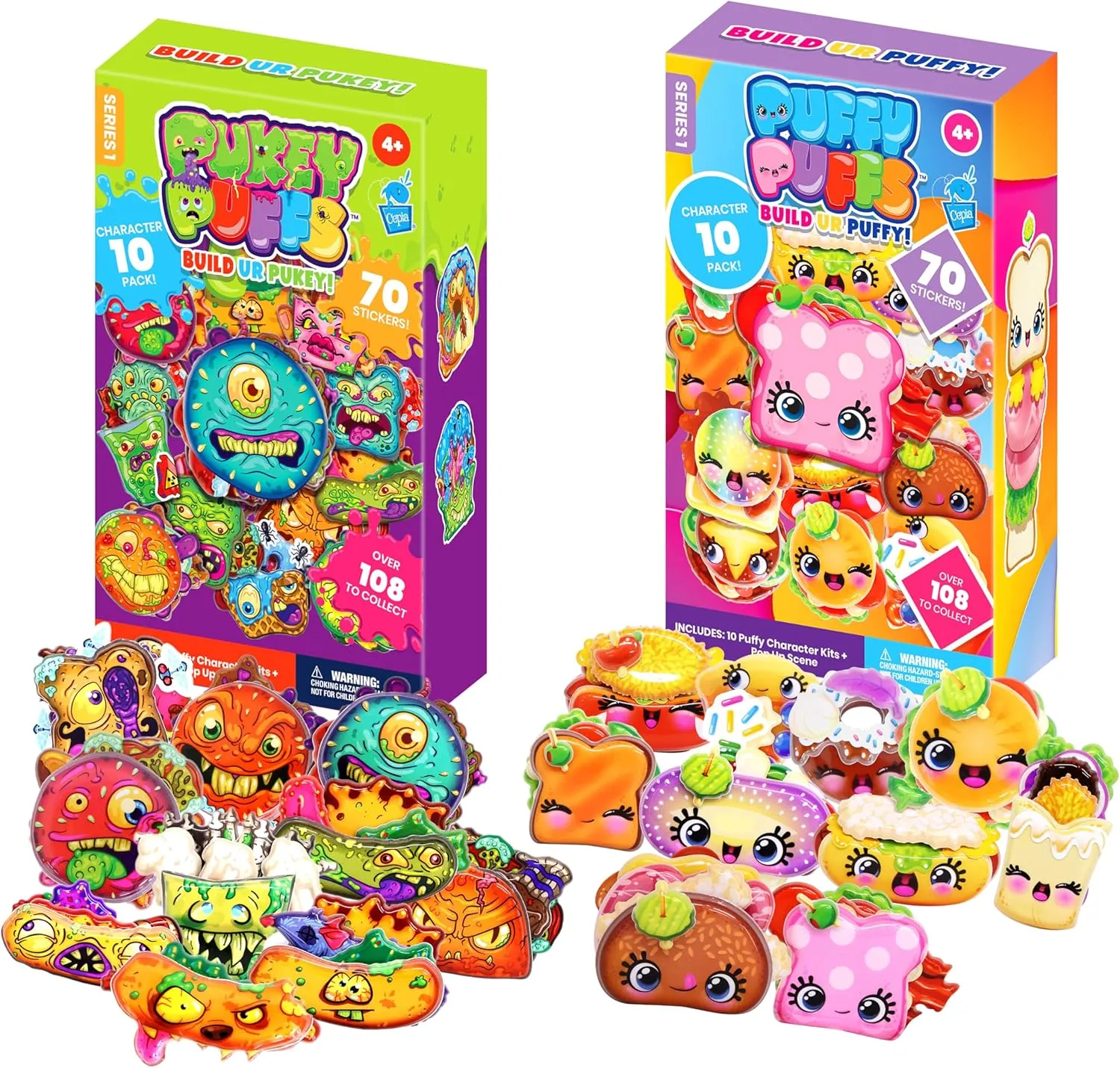 Puffy   Pukey Puffs (20 Pack Bundle) – 3D Collectible Puffy Characters for Kids, 140  Stickers to Create 1000s of Fun Foodie Creations – Craft, Classroom, Party & Gift Ages 4,5,6,7,8,9